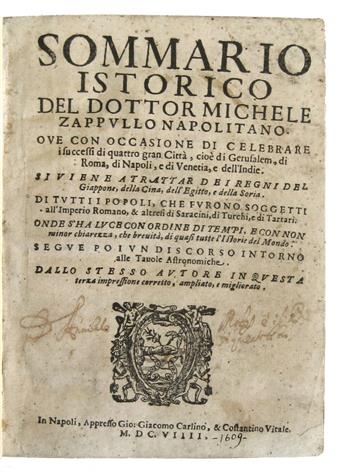 ZAPPULLO, MICHELE. Sommario Istorico.  1609